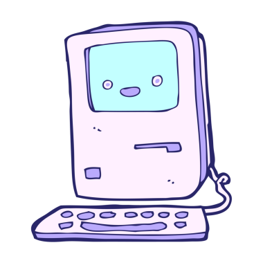 parlak neon renkli çizgi film eski bilgisayarı