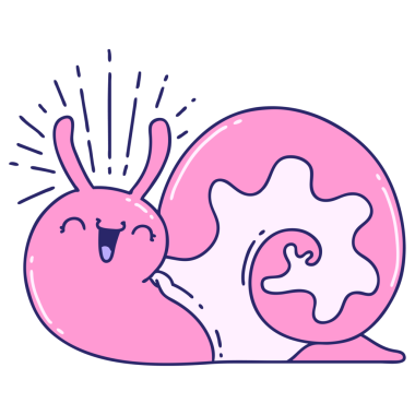 Geleneksel dövme stili parlak neon renkli mutlu salyangoz çizimi