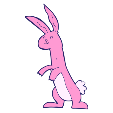 parlak neon renkli çizgi film tavşanı