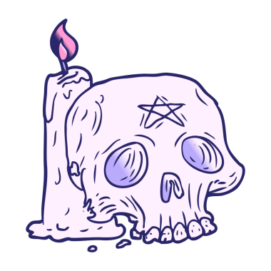 parlak neon renkli, ürkütücü kafatası ve mum çizgi film