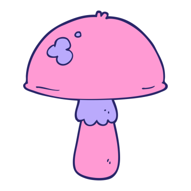 parlak neon renkli çizgi film mantarı