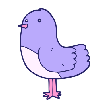 parlak neon renkli çizgi film kuşu