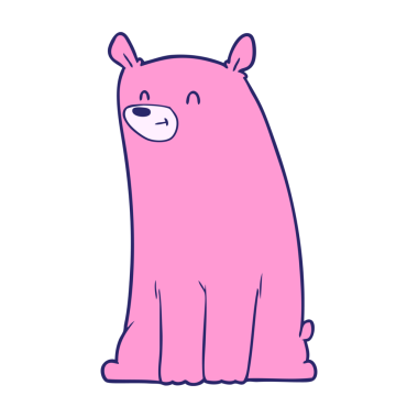 Mutlu kutup ayısı çizgi filmi, parlak neon renkli.