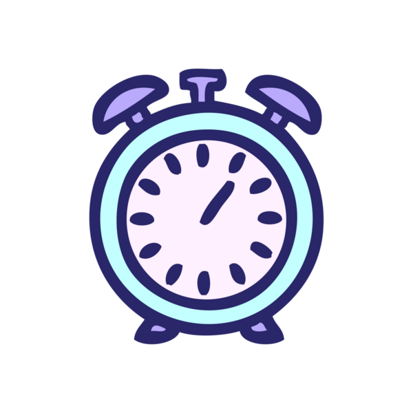 Çalar saatin parlak neon renkli şirin karikatürü