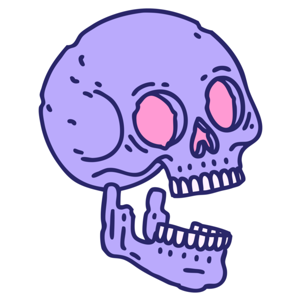 Parlak neon renkli bir kafatasının ikonik dövme şekli