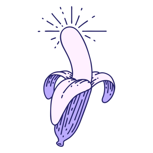 Geleneksel dövme stili parlak neon renkli muz kabuğu.