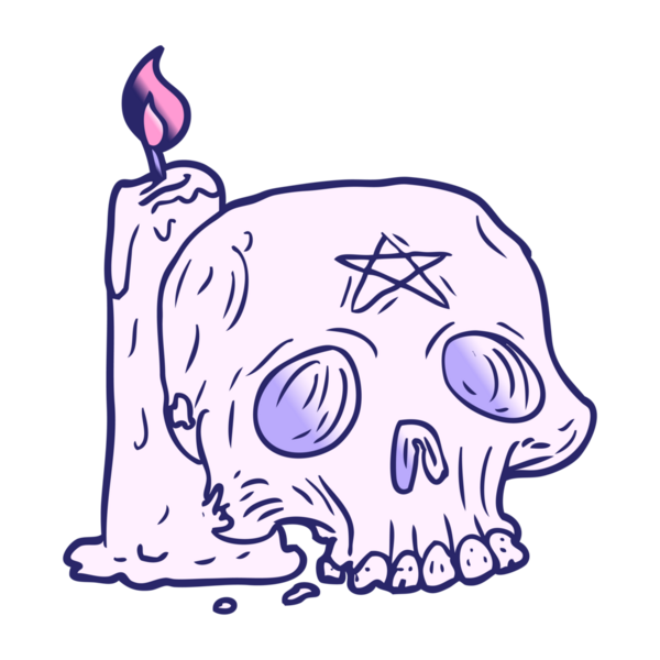 parlak neon renkli, ürkütücü kafatası ve mum çizgi film