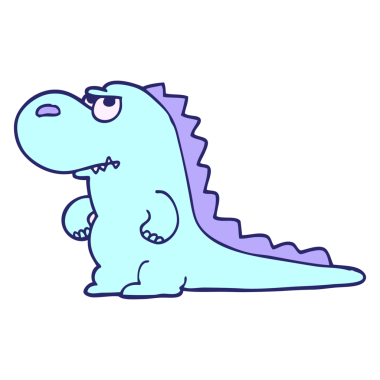 Çizgi film karalaması parlak neon renkli dinozoru kızdırdı