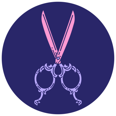 Berber makasının parlak neon renkli ikonik dövme görüntüsü