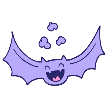 parlak neon renkli çizgi film yarasası