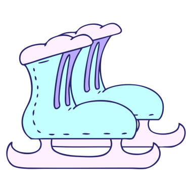 El çizimi çizgi film karalaması parlak neon renkli buz pateni botları