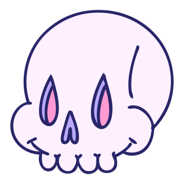 parlak neon renkli ürkütücü bir kafatası karikatürü