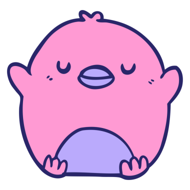 Parlak neon renkli sevimli penguen çizgi filmi