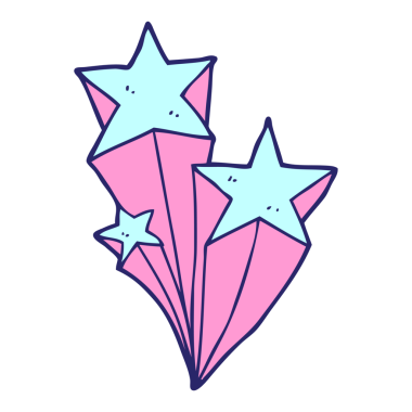 parlak neon renginde kayan çizgi film yıldızları