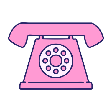 Parlak neon renkli eski tarz bir telefonun karikatürü