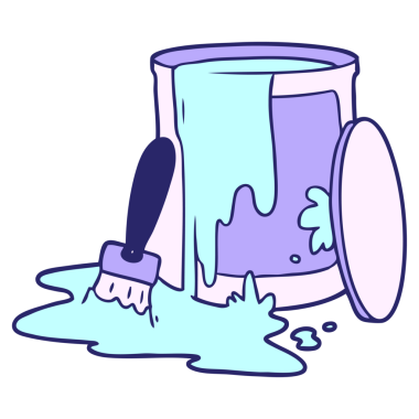 parlak neon renkli çizgi film boya kovası