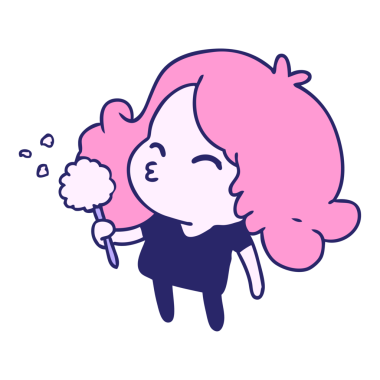 Parlak neon renkli tatlı kawaii kız serbest çizim.