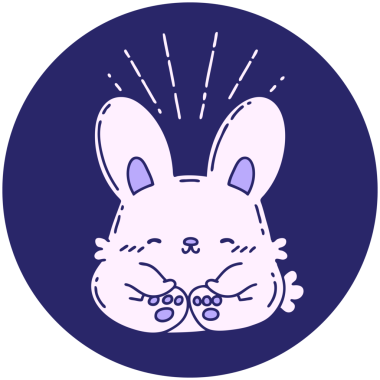 Parlak neon renkli mutlu tavşan dövmesi ikonu