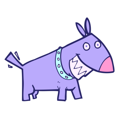 parlak neon renkli çizgi film köpeği