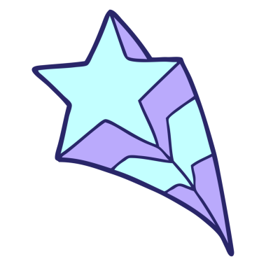 parlak neon renkli çizgi film yıldızı