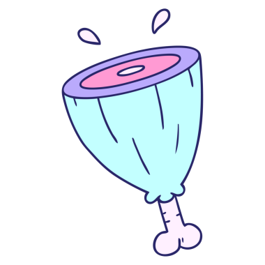 Parlak neon renkli jambon ekleminin el çizimi karikatürü.