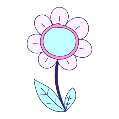 Parlak neon renginde el çizimi tuhaf bir papatya.