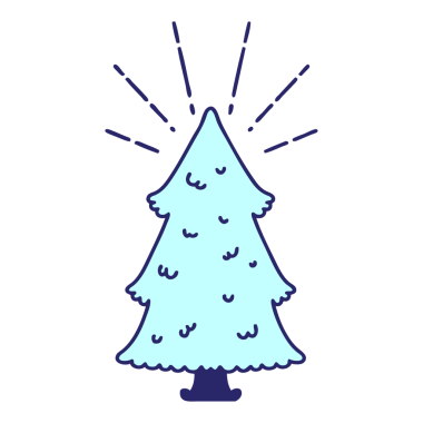 Parlak neon renkli geleneksel bir dövme çam ağacının çizimi