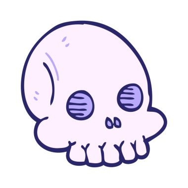 karikatür karalama cadılar bayramı kafatası parlak neon rengi