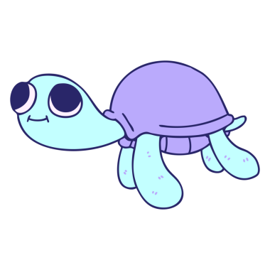 Parlak neon renkli el çizimi çizgi film kaplumbağası.