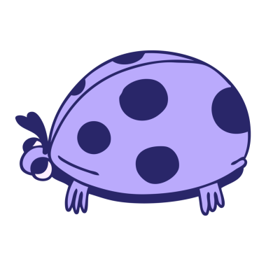 El çizimi, parlak neon renkli uğur böceği çizgi filmi