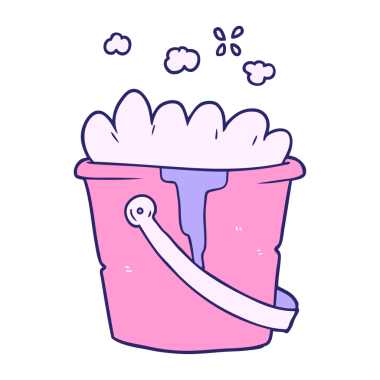 parlak neon renkli sabunlu su kovası