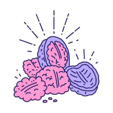 Parlak neon rengi kabuklu geleneksel dövme tarzı cevizler.