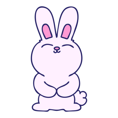 Parlak neon renkli el çizimi garip çizgi film tavşanı