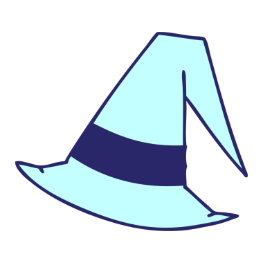 parlak neon renkli ürkütücü cadı şapkası çizgi filmi.