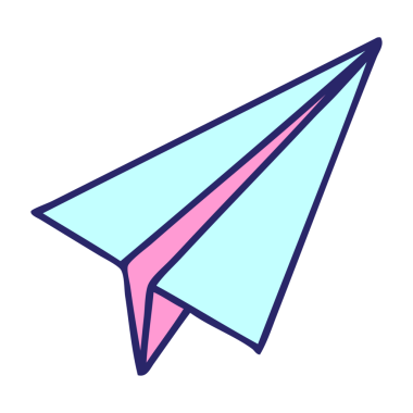 Parlak neon renkli kağıt uçak karikatürü.