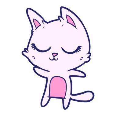 Sakin çizgi film kedisi parlak neon renkli