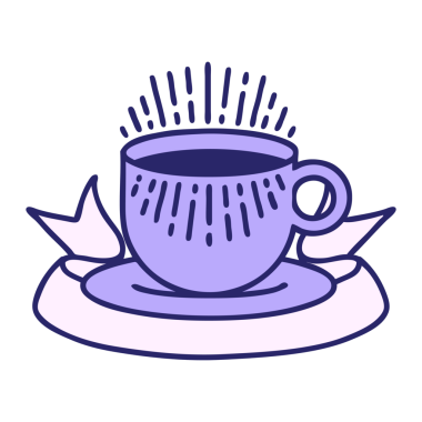 Parlak neon renkli bir kahve fincanı ile geleneksel dövme