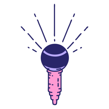 Parlak neon renkli geleneksel dövme mikrofonunun çizimi