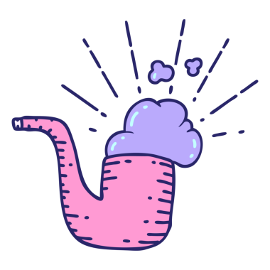 Parlak neon renkli geleneksel dövme piposunun çizimi