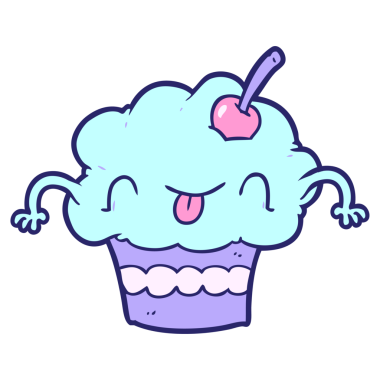 Parlak neon renkli komik bir kek.