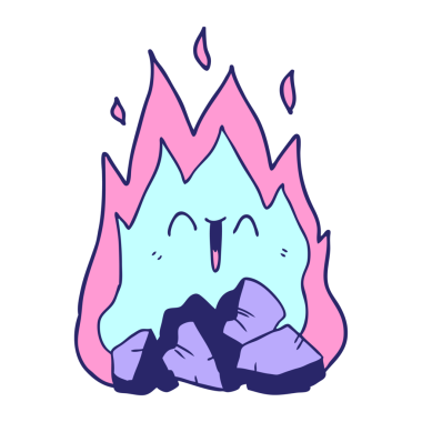 parlak neon rengi ile yanan kömür karikatürü