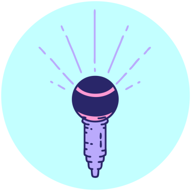 Parlak neon renkli dövme tarzı mikrofon simgesi