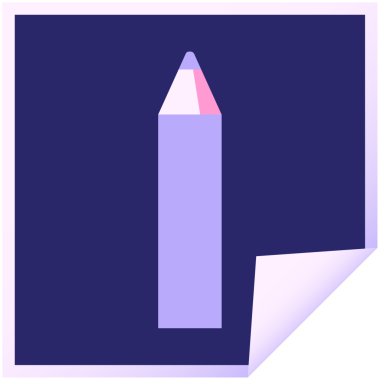 parlak neon renkli mor renkli kalem grafik vektör kare etiketi