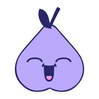 Parlak neon renkli yeşil armut karikatürü.