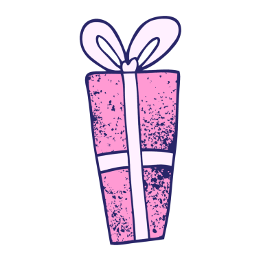 karikatür karalaması parlak neon renginde noel hediyesi