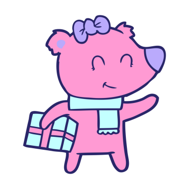 Ayı çizgi film çizeri parlak neon renkli mevcut