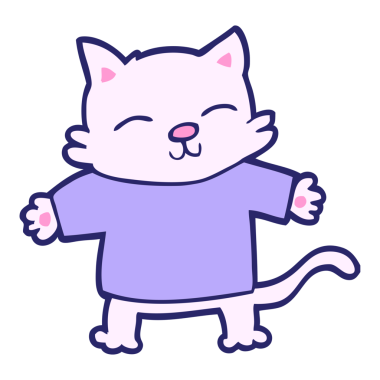 Parlak neon renkli mutlu çizgi film kedisi