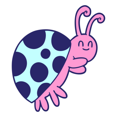 parlak neon renkli sevimli uğur böceği çizgi filmi