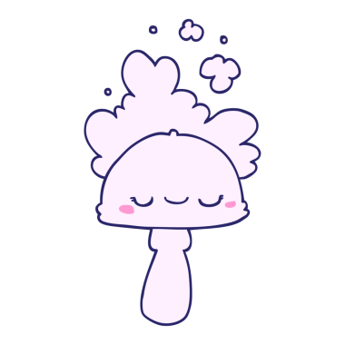 çizgi film mantarı parlak neon renkli toz bulutu