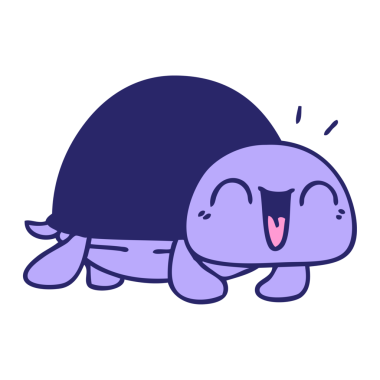 Parlak neon renkli el çizimi çizgi film kaplumbağası.